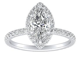 Mara. Marquise Lab Grown 1ctw. Diamond Halo Engagement Ring in 14k White Gold